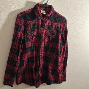 Women’s Harley Davidson snap up longsleeve plaid shirt